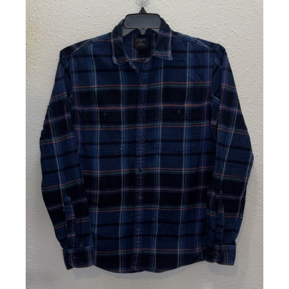 J.Crew Mens Regular Fit Blue Plaid Flannel Button Up Shirt M 92937